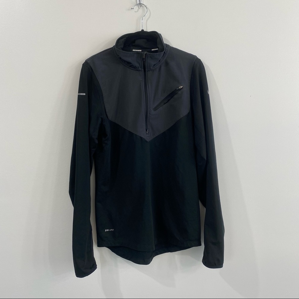 Nike Running Dri-Fit 1/4 Zip Black and Gray Size Small